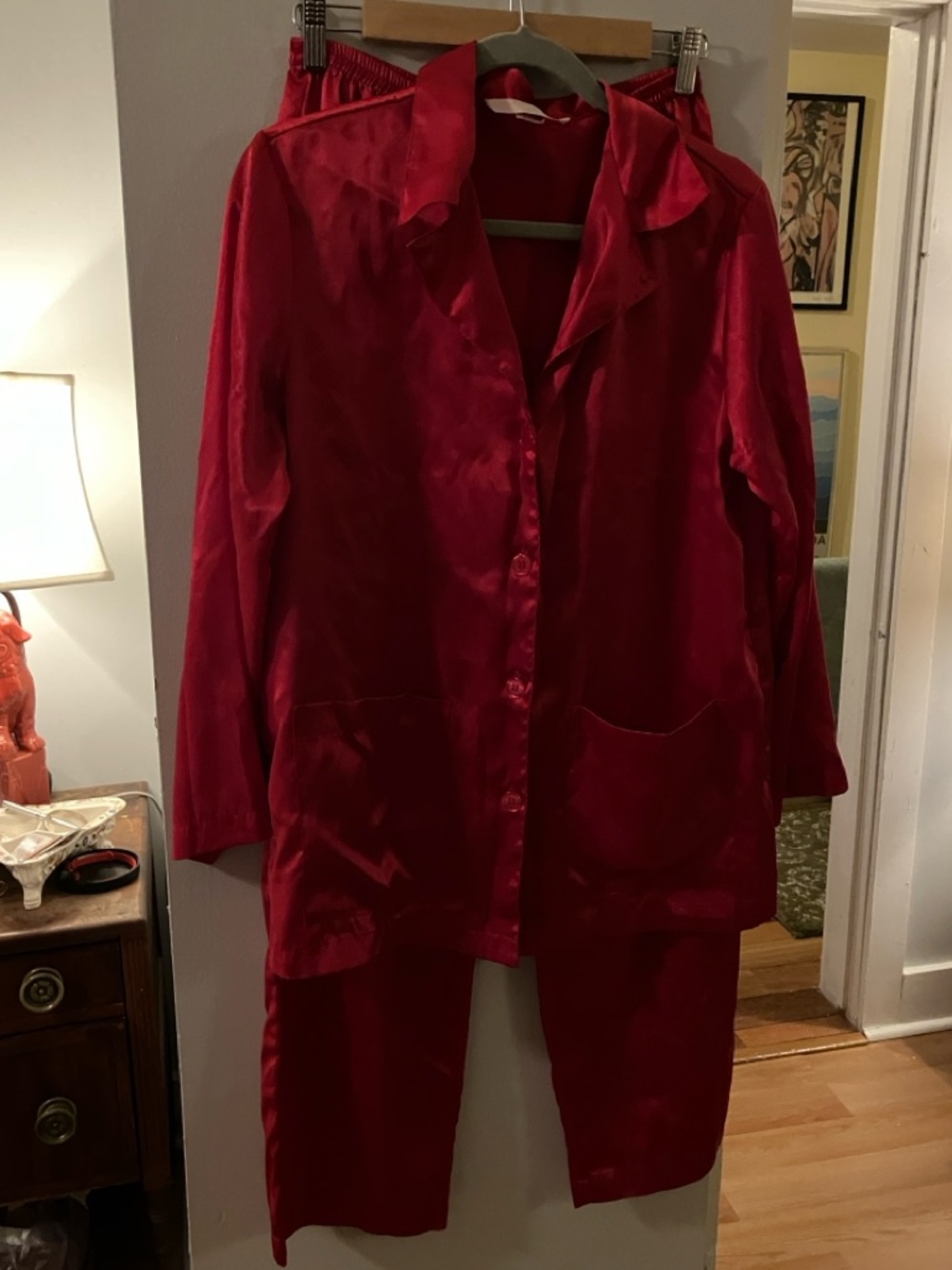 Vintage Victoria’s Secret Silky Red Pajama Set Small